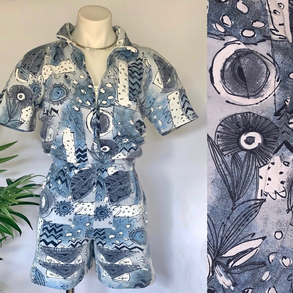 v i n t a g e :: Unique Funky Artsy Abstract Overall Playsuit